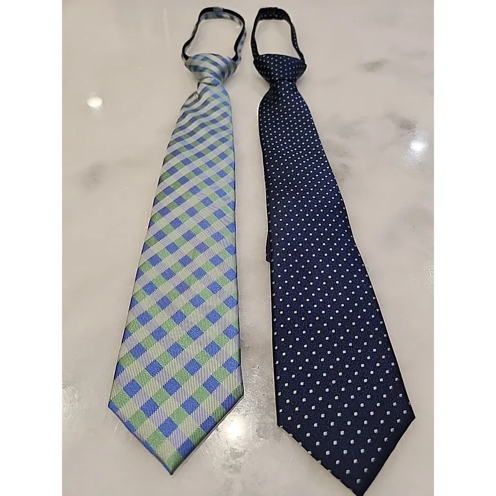 2-Class Club Gold SILK 14in Zipper Adjustable Neckties‎ Classic Party Navy Green